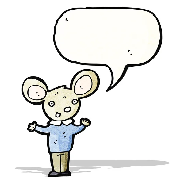 Ratón de dibujos animados con burbuja de habla — Vector de stock