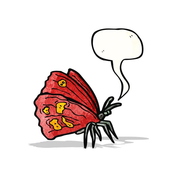 Schmetterling mit Sprechblasenkarikatur — Stockvektor