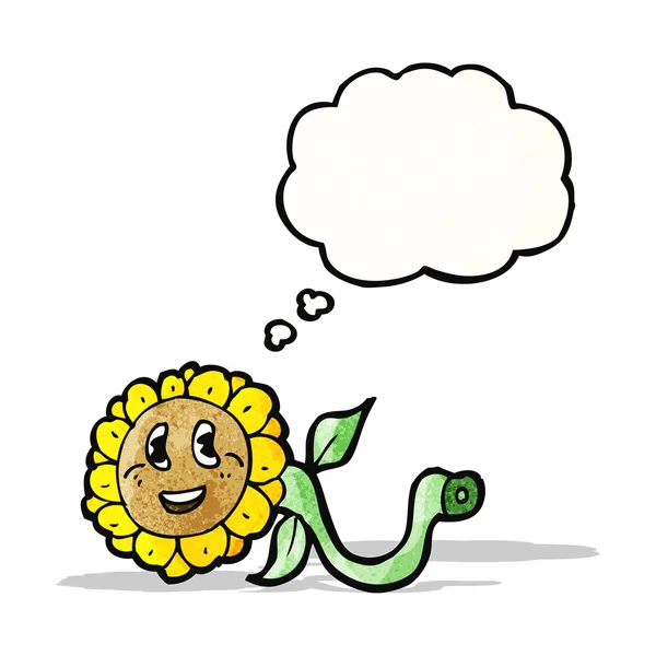 Sonnenblume mit Gedankenblase Karikatur — Stockvektor