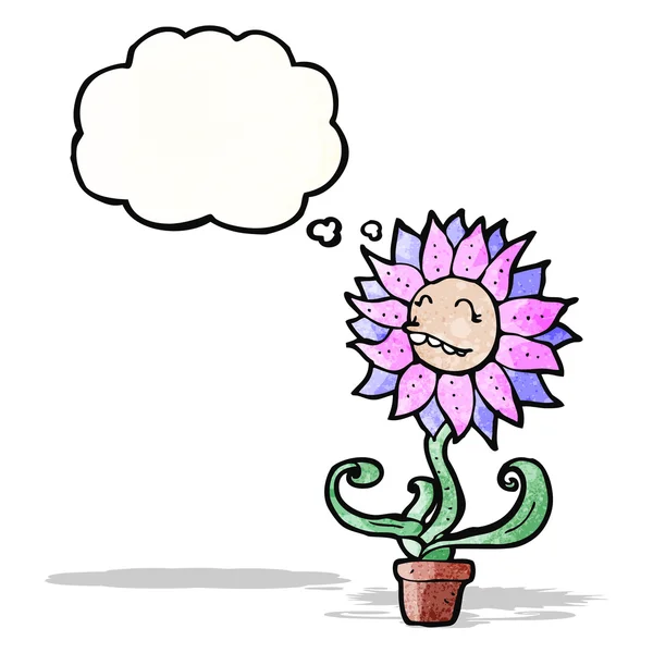 Cartoon flower with thought bubble — Stock Vector