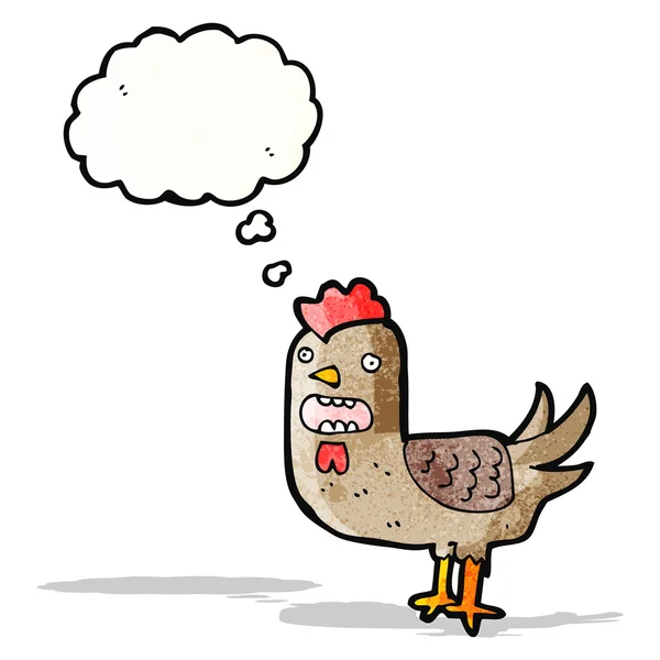 Pollo de dibujos animados con burbuja de pensamiento — Vector de stock