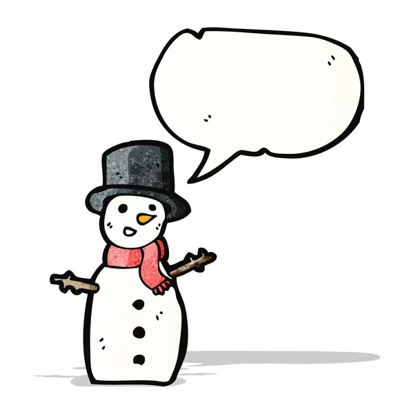 Muñeco de nieve con burbuja de habla — Vector de stock