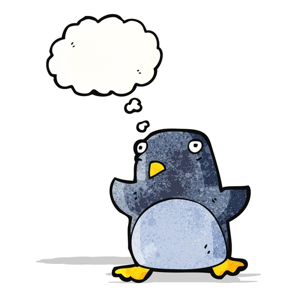 Penguin with thought bubble cartoon — Stock Vector