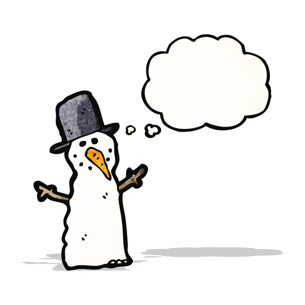 Cartoon snowman with thought bubble — Stock Vector