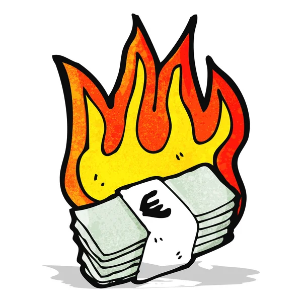 Cartoon burning money — Stock Vector