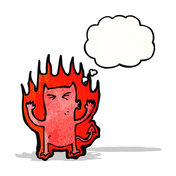 Flaming little devil cartoon — Stock Vector