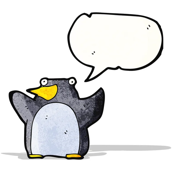 Engraçado desenho animado pinguim com bolha de fala — Vetor de Stock