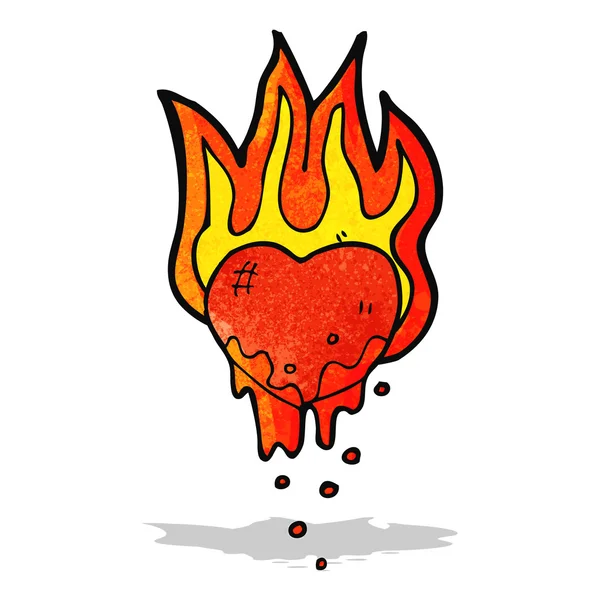 燃えるような心の漫画 — ストックベクタ