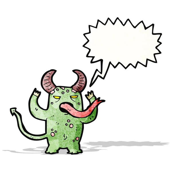 Monster met toespraak bubble cartoon — Stockvector