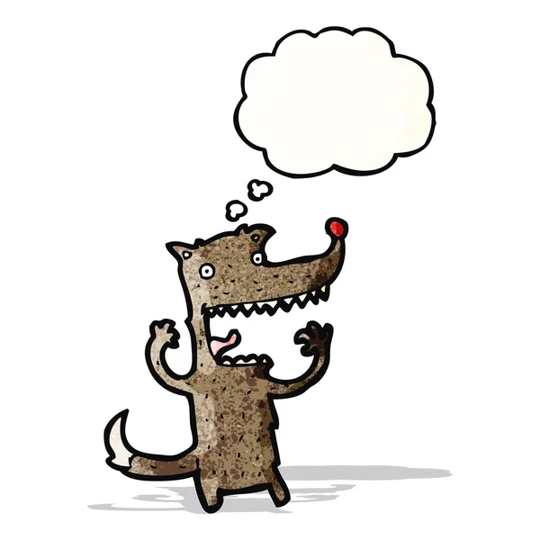Cartoon Wolf mit Gedankenblase — Stockvektor