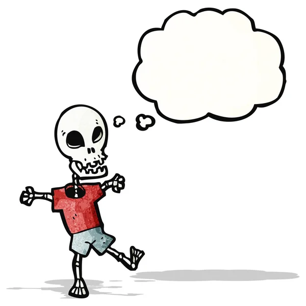 Esqueleto de desenho animado com bolha de pensamento — Vetor de Stock