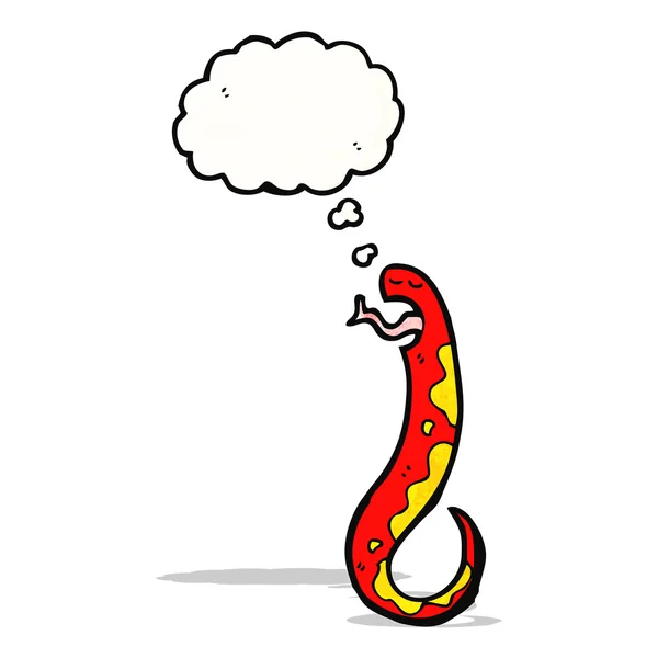 Serpiente de dibujos animados con burbuja de pensamiento — Vector de stock