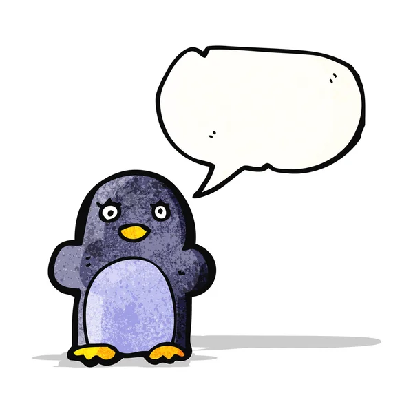 Pinguin mit Sprechblasenkarikatur — Stockvektor