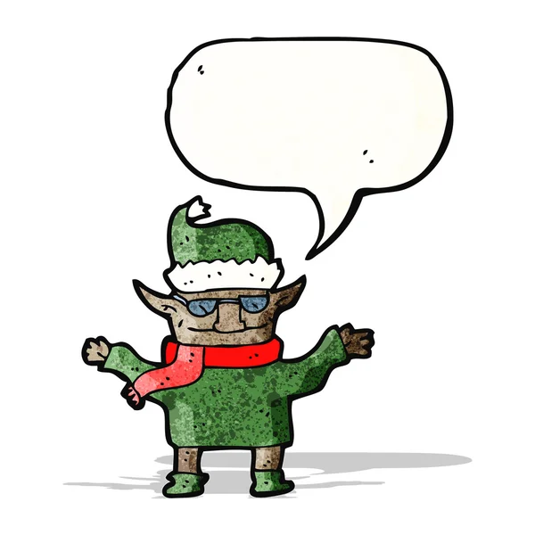 Cool christmas elf cartoon — Stockvector