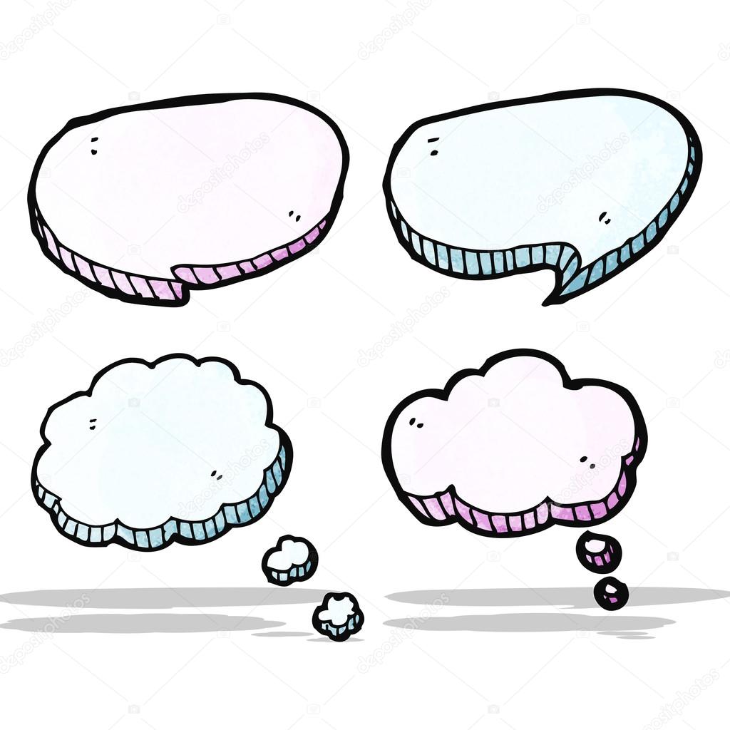 cartoon speech bubbles and thought clouds