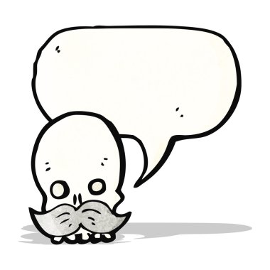 karikatür kafatası bıyıklı