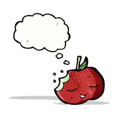 Düşünce baloncuklu çizgi film elması