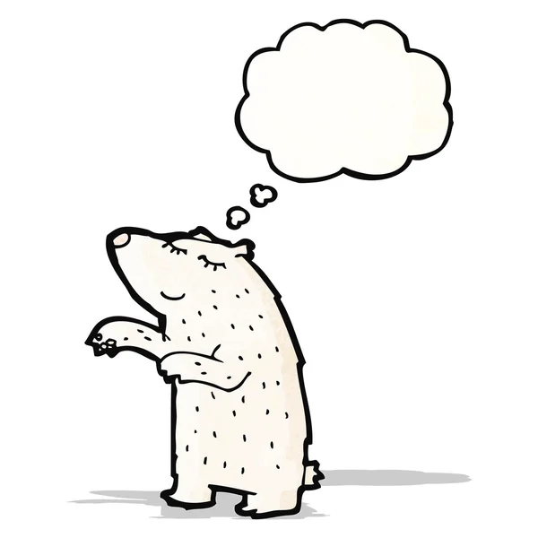 Cartoon polar bear with thought bubble — Stock Vector