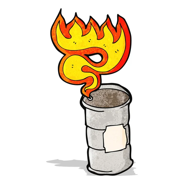 Flaming oil drum cartoon — Stock Vector