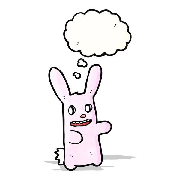 Cartoon spooky pink rabbit with thought bubble — Stock Vector