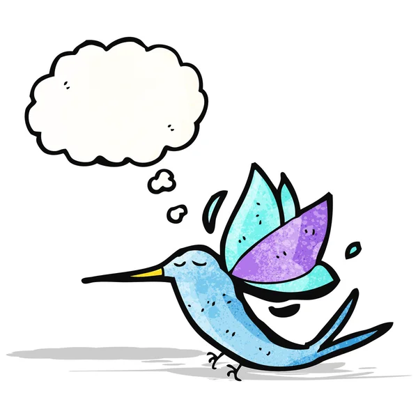 Düşünce balonu ile karikatür sinek kuşu — Stok Vektör