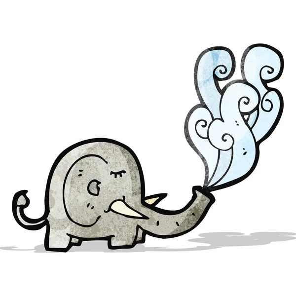 Olifant spuitende water cartoon — Stockvector