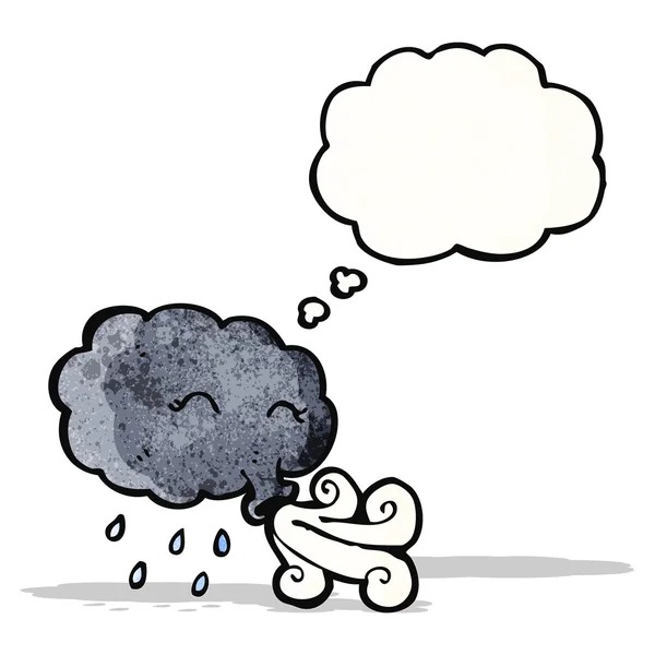 Dessin animé tempête nuage soufflant vent — Image vectorielle