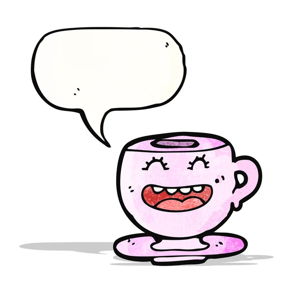 Taza de té de dibujos animados con burbuja del habla — Vector de stock