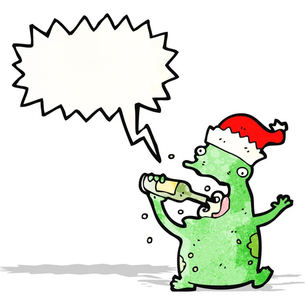 Cartoon Weihnachtsfeier Frosch — Stockvektor