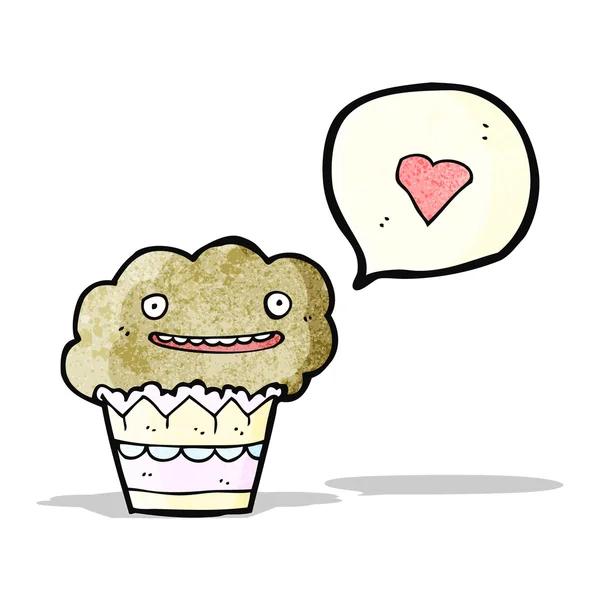 Muffin amor desenhos animados — Vetor de Stock