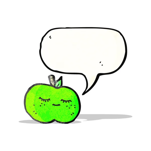 Netter Cartoon-Apfel mit Sprechblase — Stockvektor