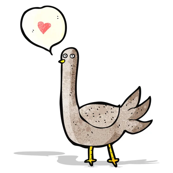 Dibujos animados pájaro con corazón de amor — Vector de stock