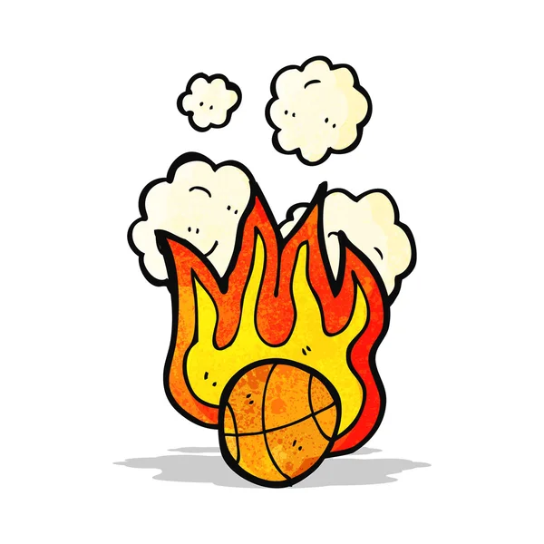 Desenhos animados de basquete flamejante — Vetor de Stock