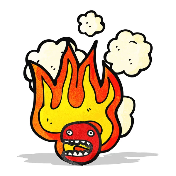 Símbolo de rosto emoticon flamejante — Vetor de Stock