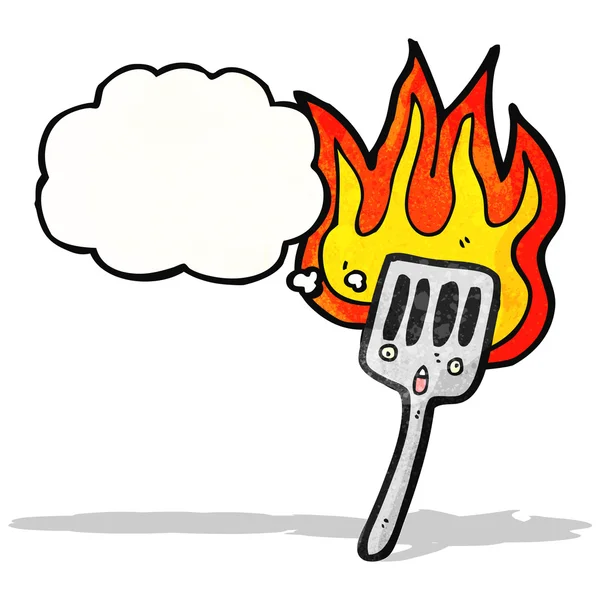 Cartoon flaming spatula — Stock Vector