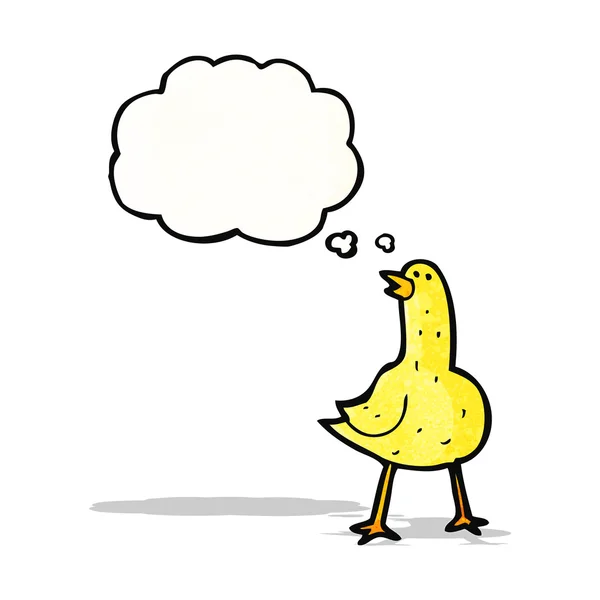 Pájaro con dibujos animados burbuja pensamiento — Vector de stock