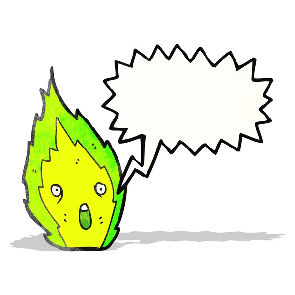 Little green flame cartoon character — Stock Vector