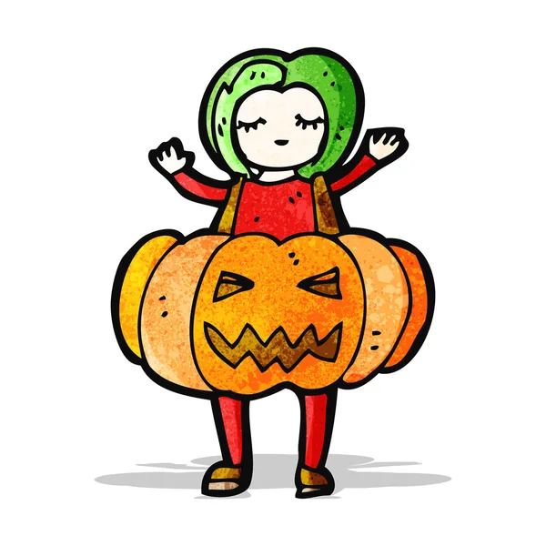 Cartoon girl in pumpkin outfit — Stock Vector