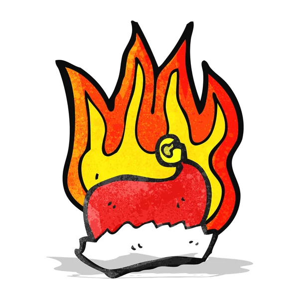 Flammande santa hatt cartoon — Stock vektor