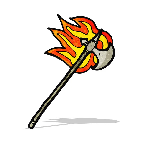 Flaming medieval axe — Stock Vector