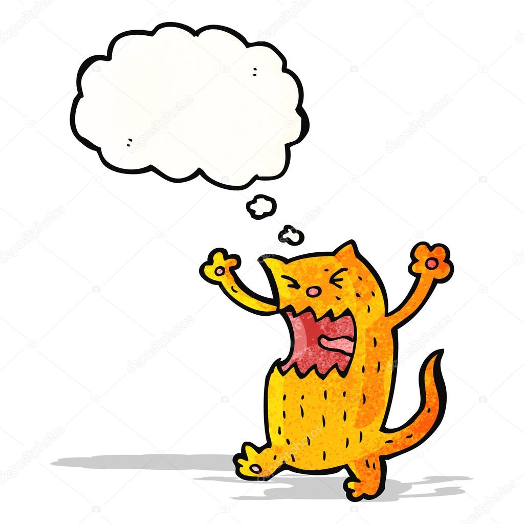 Chat En Colère Dessin Animé Avec La Bulle De Pensée Image