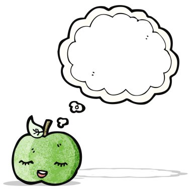 Düşünce baloncuklu çizgi film elması