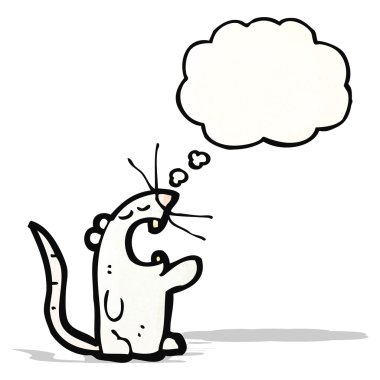 beyaz fare ile düşünce balonu