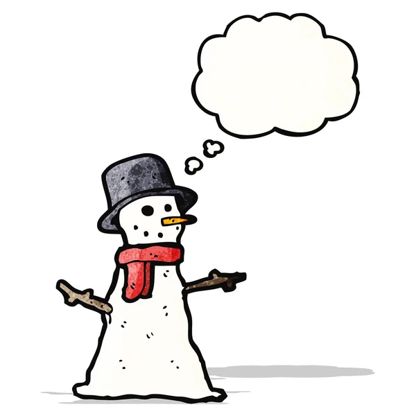 Muñeco de nieve de dibujos animados en sombrero de copa — Archivo Imágenes Vectoriales