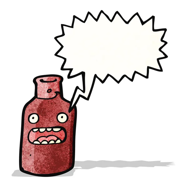 Impactado vino botella de dibujos animados — Vector de stock