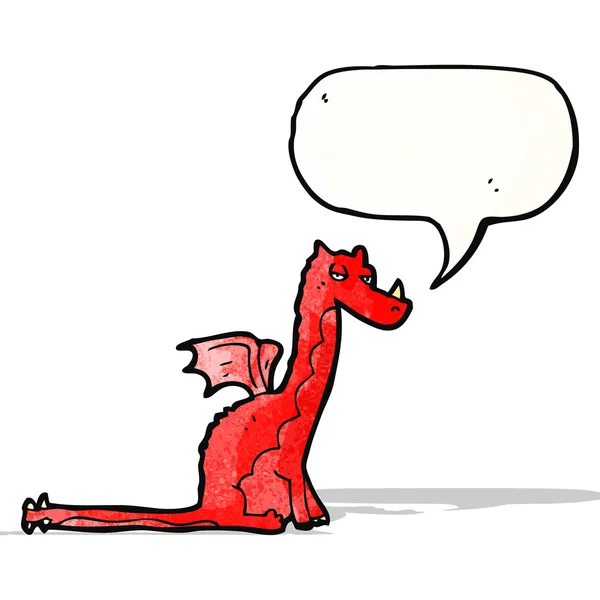 Cartoon red dragon with speech bubble — Stock Vector