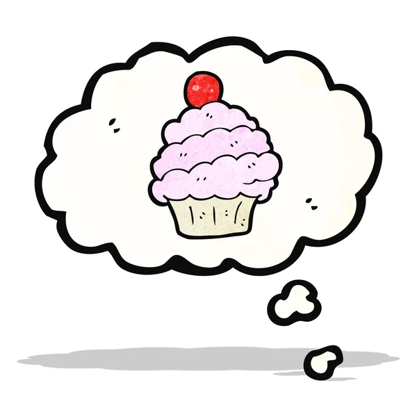 Karikatur Cupcake in Gedankenblase Symbol — Stockvektor