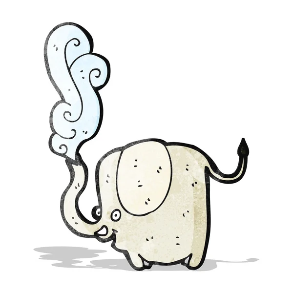 Vtipné kreslené slon stříkat voda — Stock vektor
