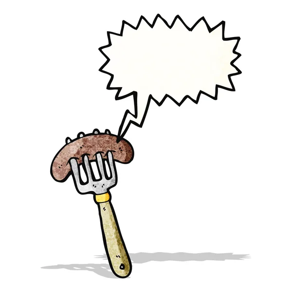 Cartoon Saucisse à la fourchette — Image vectorielle