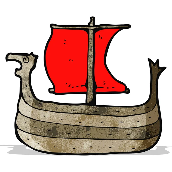 Vikingo barco de dibujos animados — Vector de stock